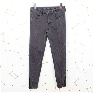 AE Gray Moto High Rise Skinny Jegging Pants
